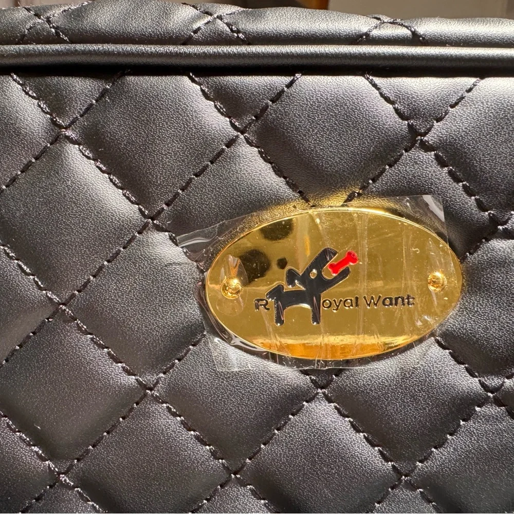 Black Quilted Dog Bag/Carrier with Gold Hardware! New!